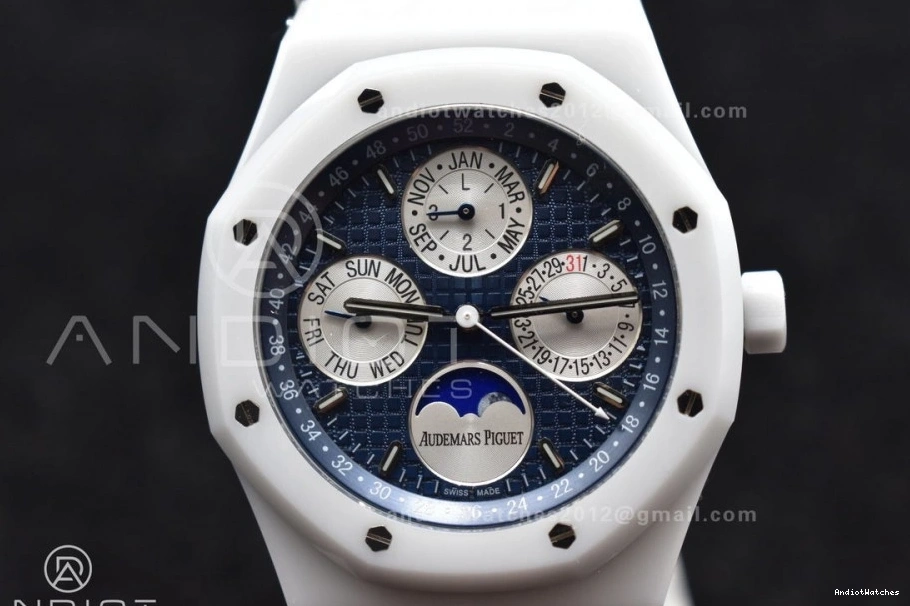 Edition Bracelet Ceramic 1052 Perpetual SmoothTexture Royal Ceramic on Best Oak APSF A 26579cb Calendar White 0831